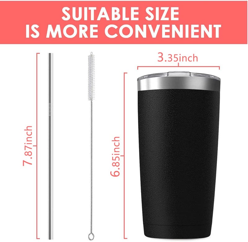 Deitybless 6 Pack 20 oz Stainless Steel Insulated Tumbler with Straw and Lid, Double Wall Travel Coffee Mug Vacuum Insulated Bulk Tumbler Set of 6, Suitable for Vehicle Cup Holders - Image 3
